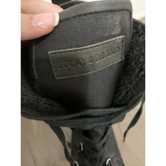 Lucky Brand Womens Solid Black Insulated Low Heel Lace Up Ankle Boots 6.5 - Picture 6 of 9